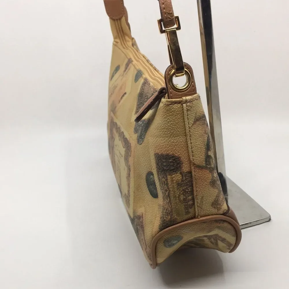 Roccobarocco Italian Coated Canvas Y2K bag with currency print